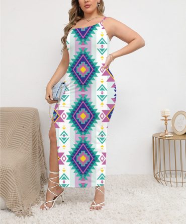 Pattern Native Oblique-Shoulder Exposure Dress With Side Split