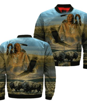 Dusty Plains Native American Bomber Jacket