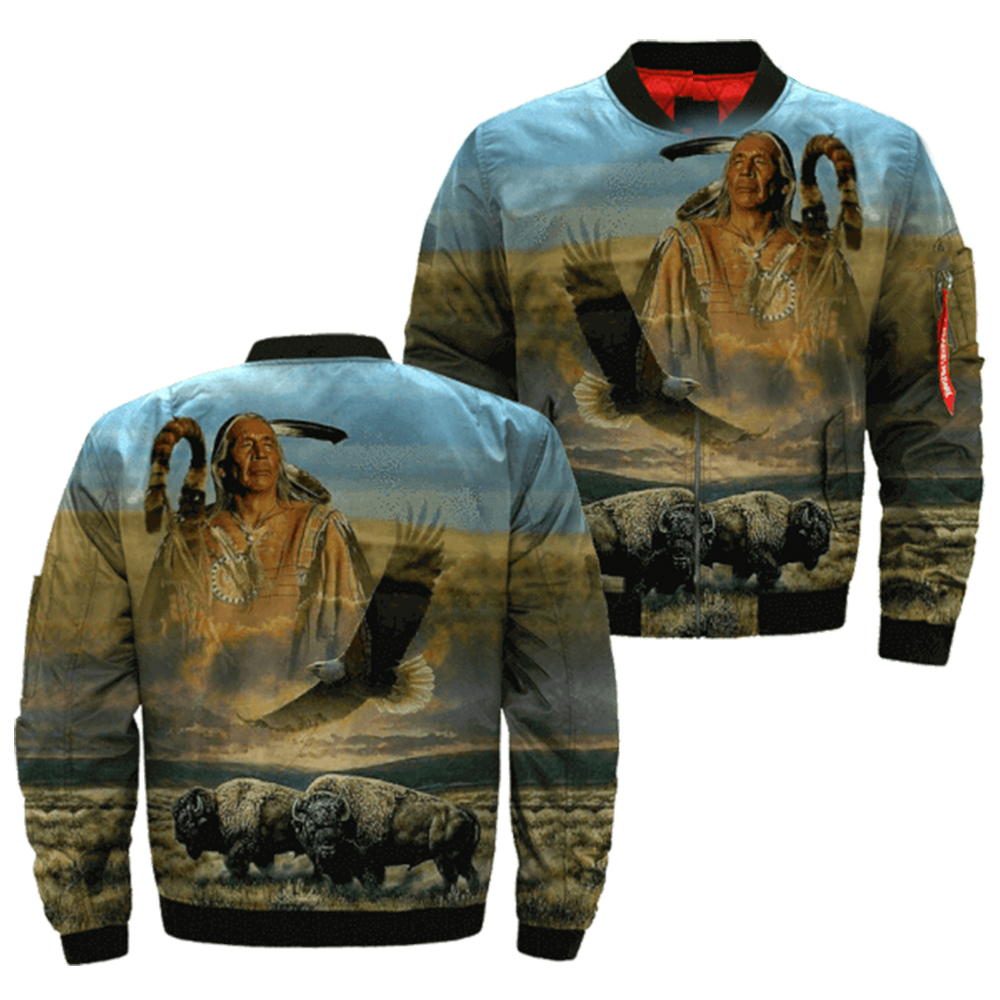 Dusty Plains Native American Bomber Jacket