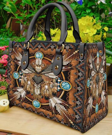 Eagle Mandala Brown Leather Bag