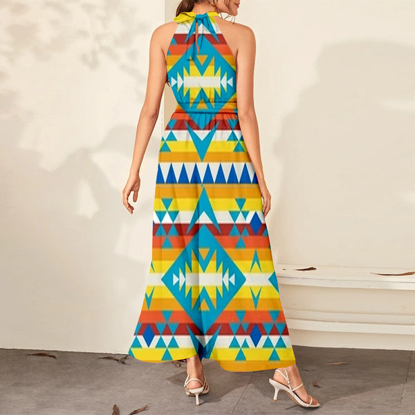 Ethnic Geometric Pattern Dress Maxi Ligation - Image 3