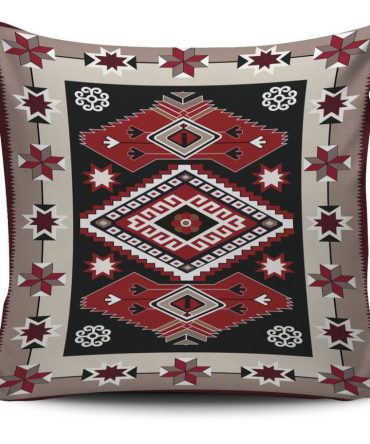 Ethnic Red Gray Pattern Native American Pillow Covers