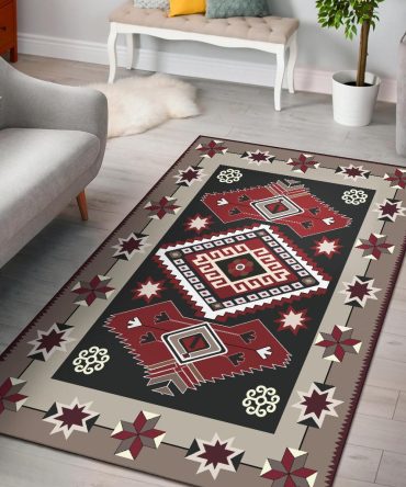 Ethnic Tribal Red Brown Pattern Native American Area Rug