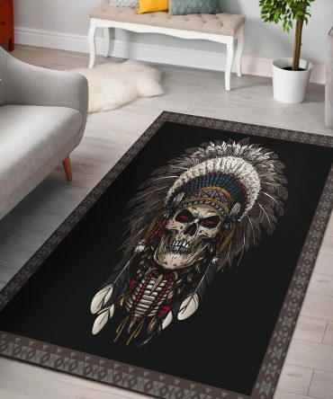 Feather Chief Skull Native American Area Rug no link