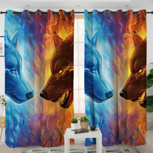 Fire and Ice Wolves Native American Design Window Living Room Curtain no link - Image 4