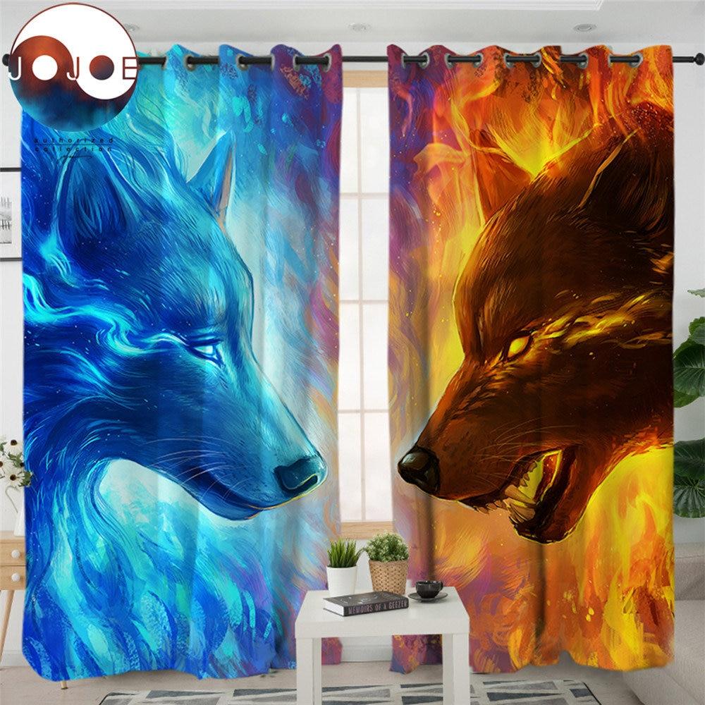 Fire and Ice Wolves Native American Design Window Living Room Curtain no link