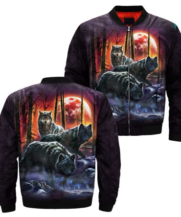 Fire Ice Wolves Wolves Native Bomber Jacket
