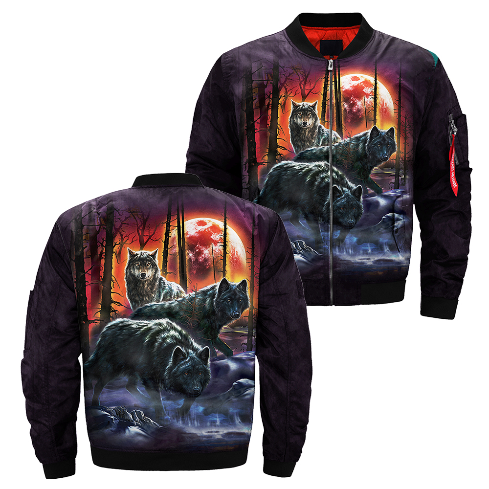 Fire Ice Wolves Wolves Native Bomber Jacket