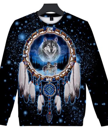 Galaxy Wolf Dream Native American 3D Sweatshirt