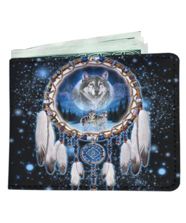 Galaxy Wolves Dreamcacther Native American Wallet