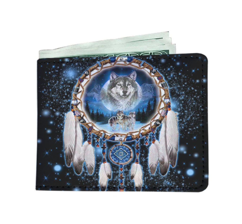 Galaxy Wolves Dreamcacther Native American Wallet