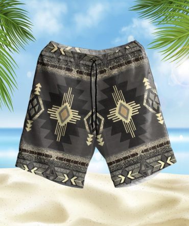 Pattern Black Hawaiian Shorts