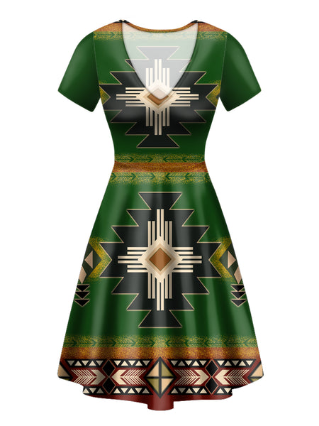 Southwest Green Symbol Neck Dress - Image 2