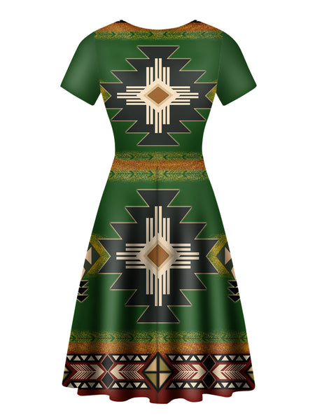 Southwest Green Symbol Neck Dress - Image 3
