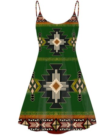 Southwest Green Symbol Native American Strings Dress
