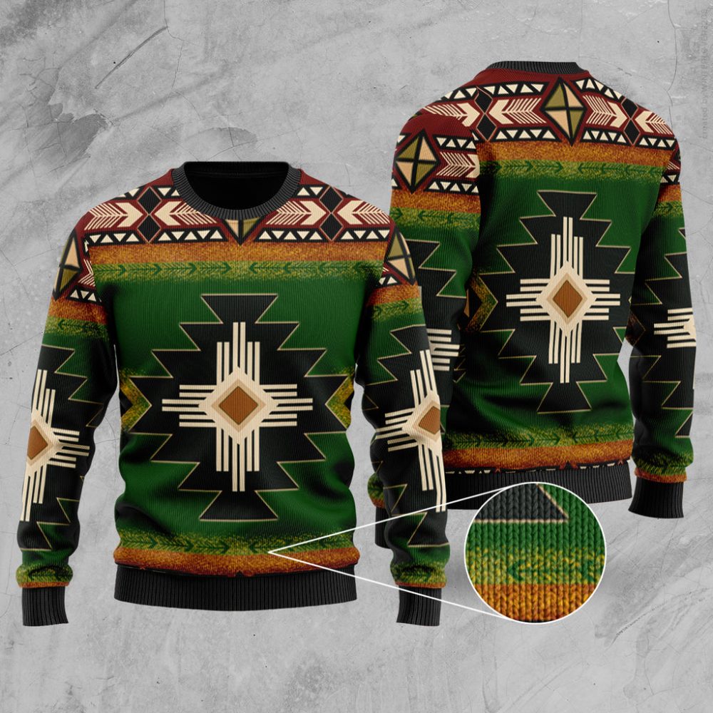 Southwest Green Symbol Native American Sweater