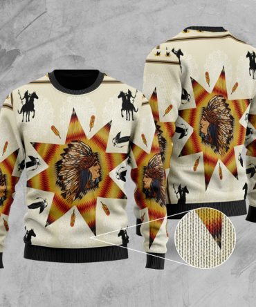 Running Horse Chief Native American Sweater