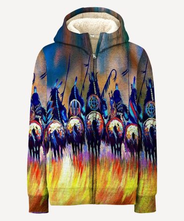 Warriors Native American 3D Fleece Hoodie