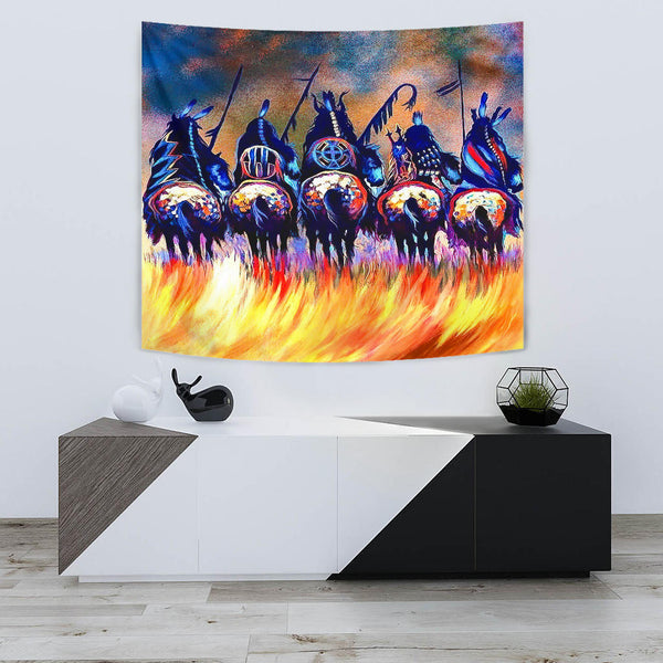 Warriors Native American Tapestry - Image 3