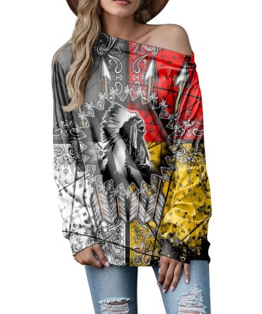 Chief Arrow Native American Off-shoulder Sweatshirt