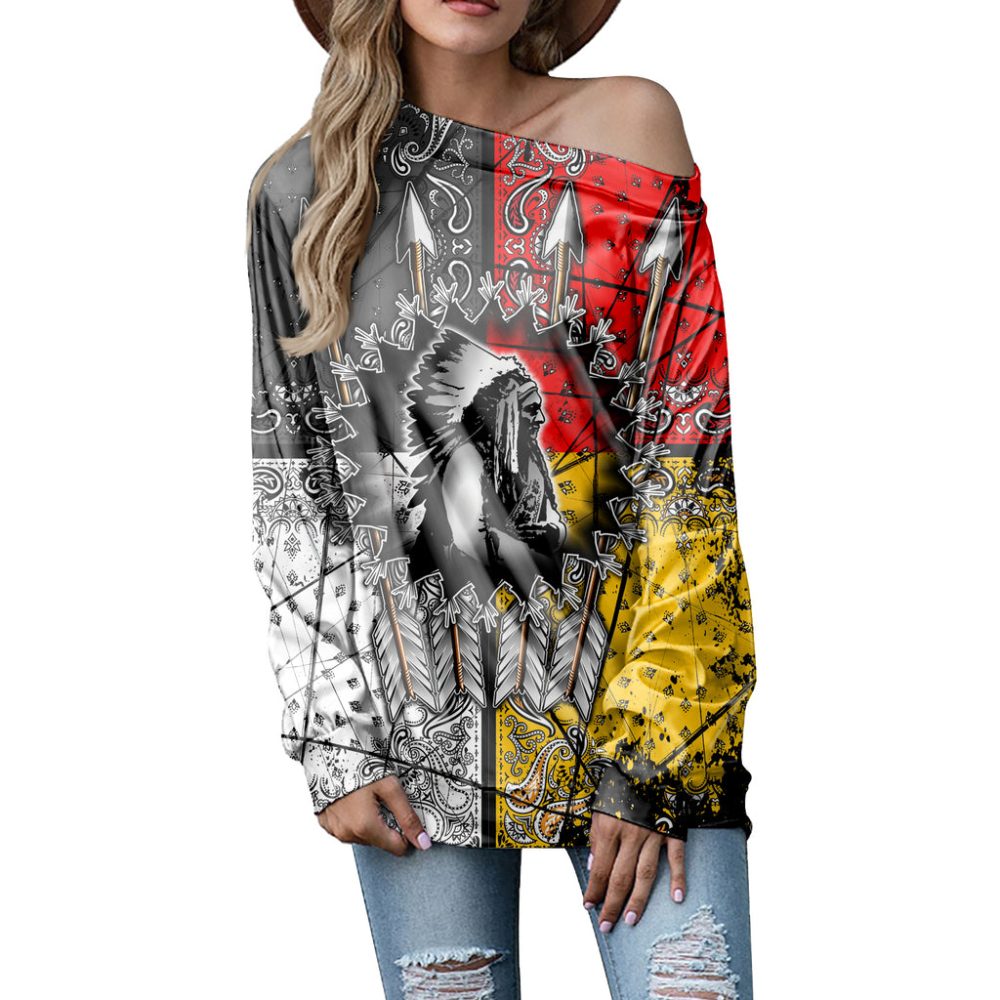 Chief Arrow Native American Off-shoulder Sweatshirt