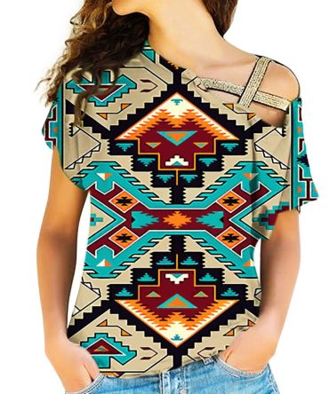 Native American Culture Design Cross Shoulder Shirt