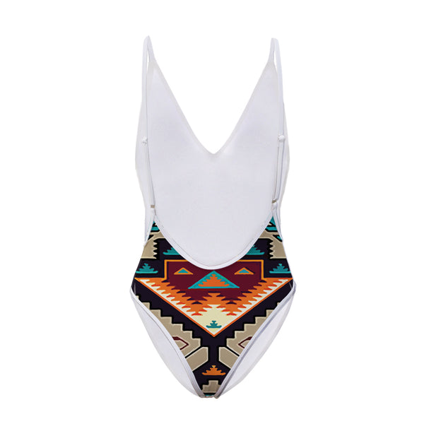 Native American Culture Design Women?s One Piece High Cut Swimsuit - Image 3