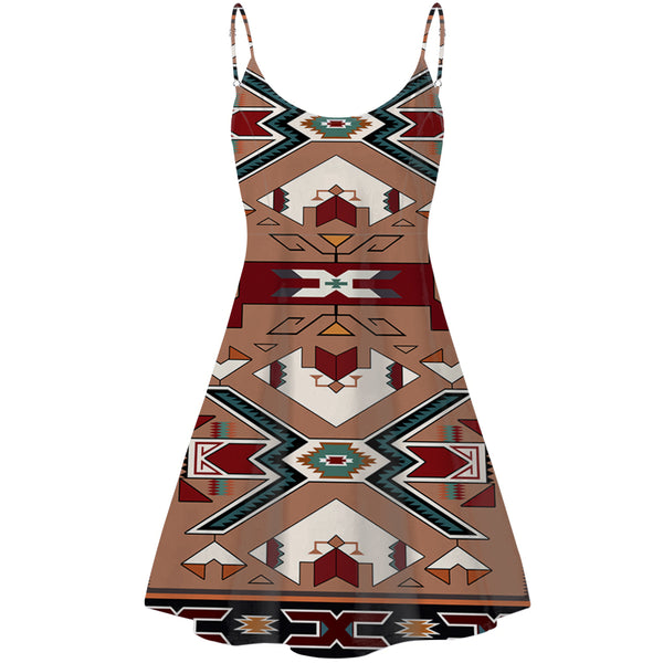 Orange Geometric Native American Strings Dress - Image 2
