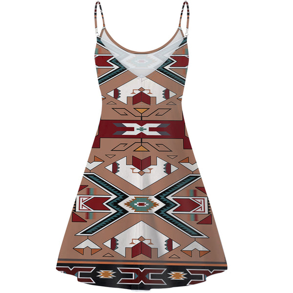 Orange Geometric Native American Strings Dress - Image 3