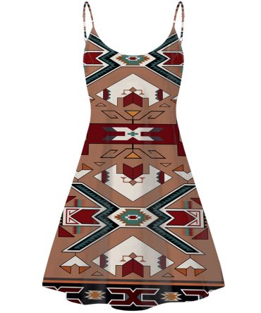 Orange Geometric Native American Strings Dress