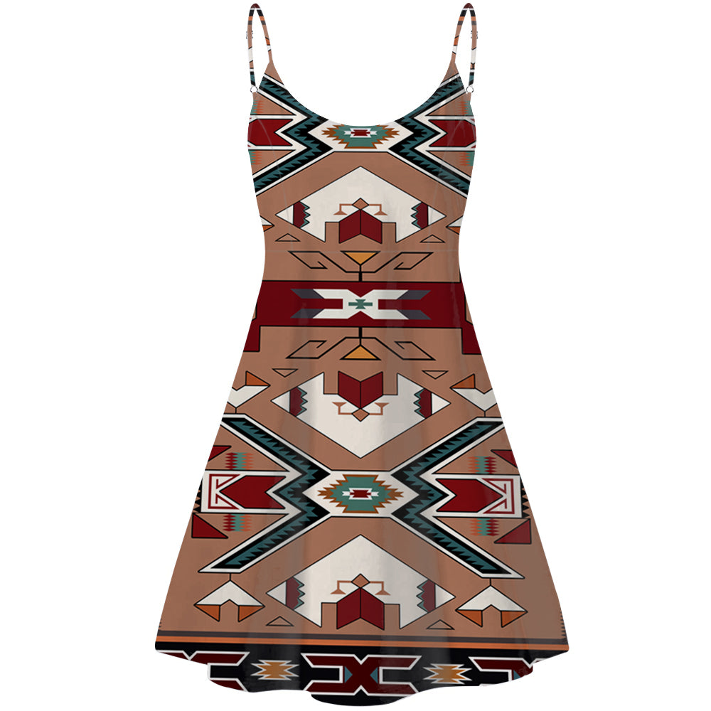 Orange Geometric Native American Strings Dress