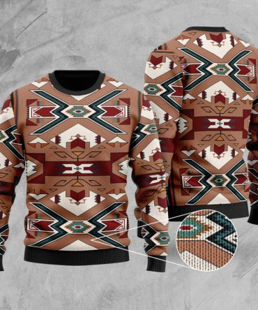 Orange Geometric Native American Sweater