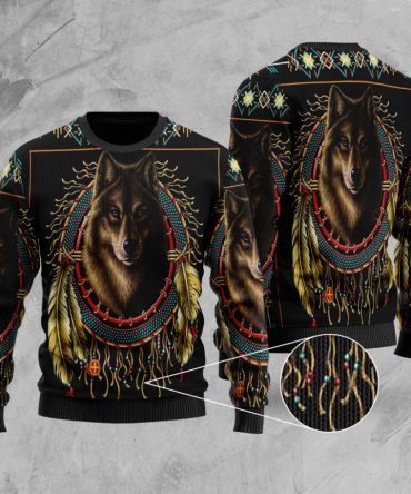 Wolf Warrior Dreamcatcher Native American Sweater Indian