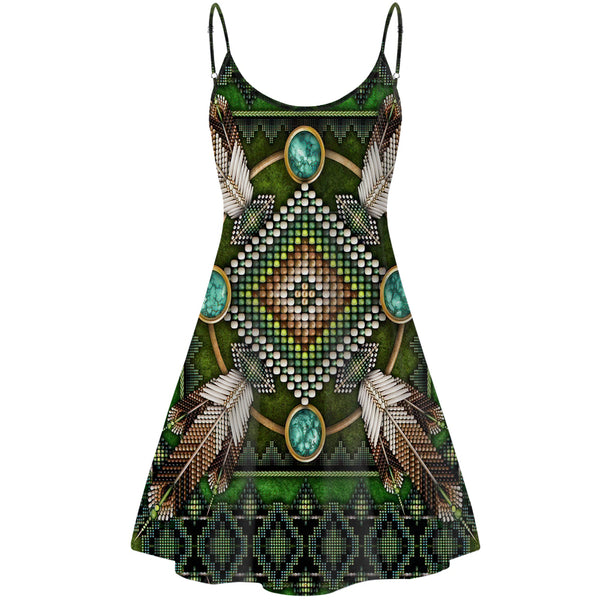 Naumaddic Arts Green Native American Strings Dress - Image 2
