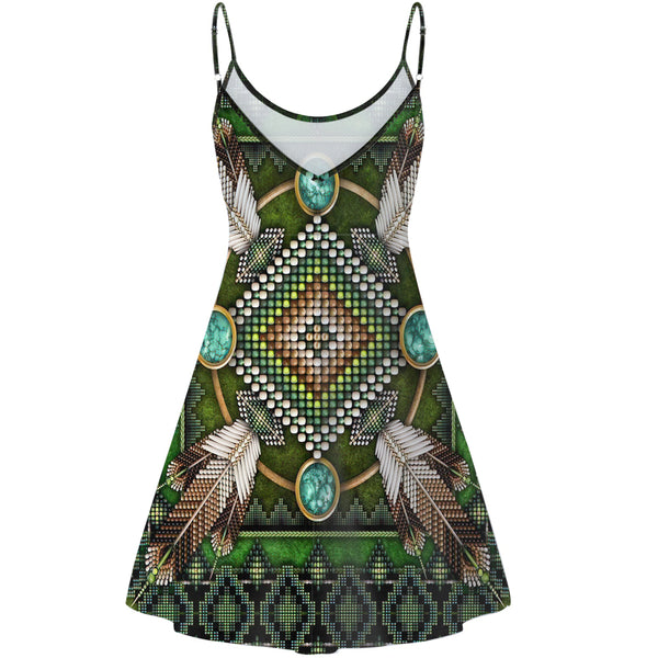 Naumaddic Arts Green Native American Strings Dress - Image 3