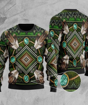 Naumaddic Arts Green Native American Sweater