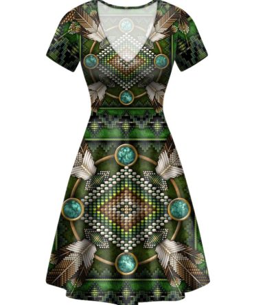 Naumaddic Arts Green Neck Dress
