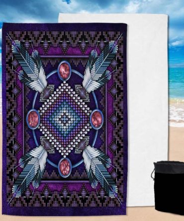 Naumaddic Arts Dark Purple Native American Pool Beach Towel