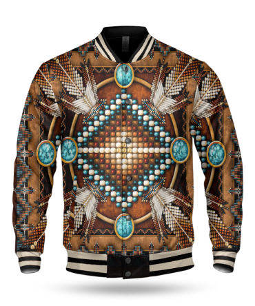 Mandala Brown Baseball Jacket Men Women