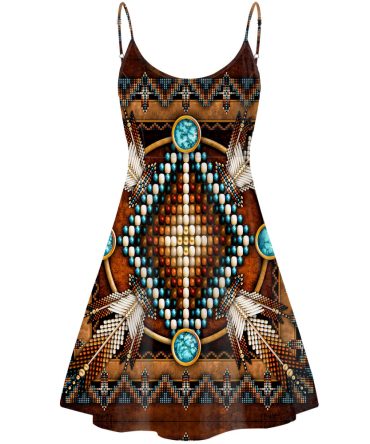 Mandala Brown Native American Strings Dress