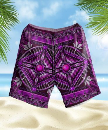Naumaddic Arts Purple Hawaiian Shorts