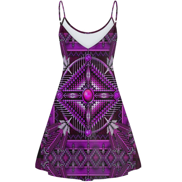Naumaddic Arts Purple Native American Strings Dress - Image 3