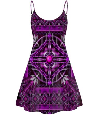 Naumaddic Arts Purple Native American Strings Dress