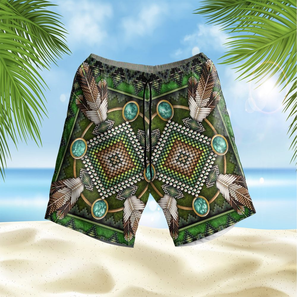 Naumaddic Arts Green Hawaiian Shorts