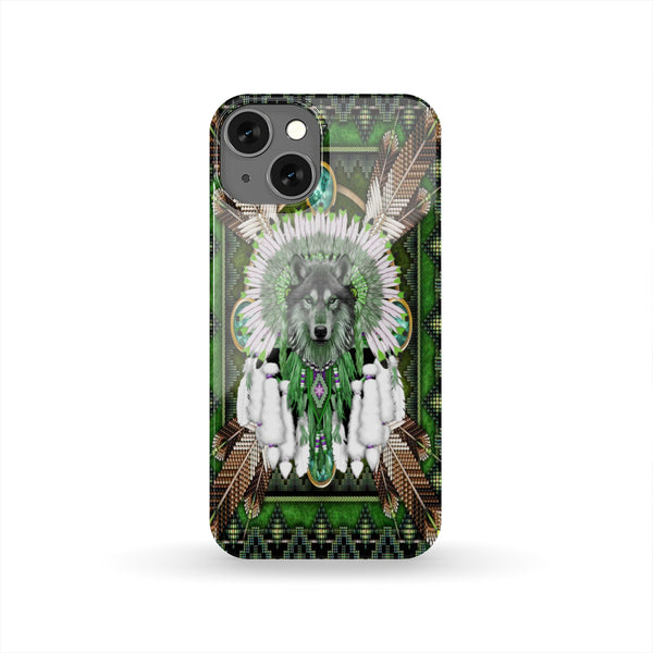 Naumaddic Arts Wolf Green Native Phone Case - Image 2