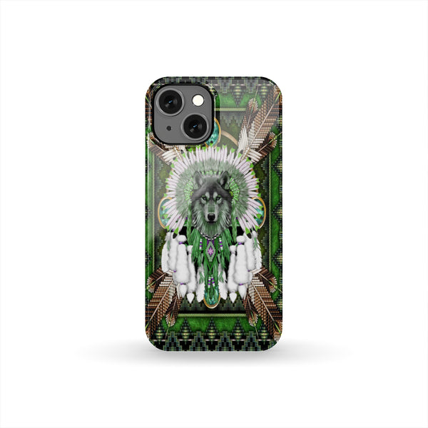 Naumaddic Arts Wolf Green Native Phone Case - Image 3