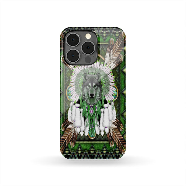 Naumaddic Arts Wolf Green Native Phone Case - Image 4