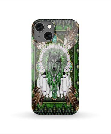 Naumaddic Arts Wolf Green Native Phone Case
