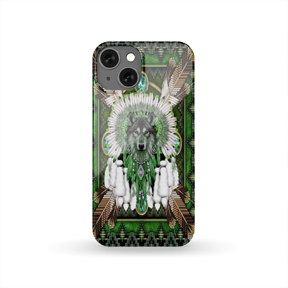 Naumaddic Arts Wolf Green Native Phone Case