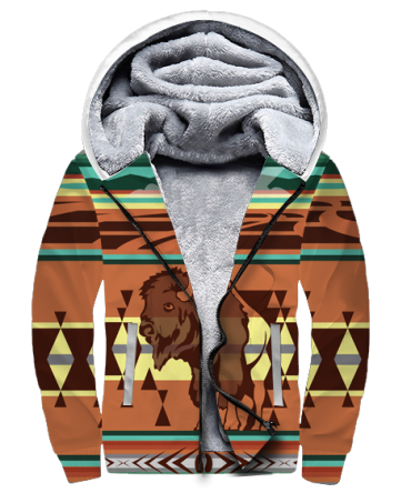 Bison Native American 3D Fleece Hoodie